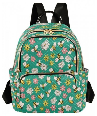 Women Backpack Purse Green Flying Bees Summer Fashion Shoulder Bags Travel Backpack Small Daypacks S Medium $10.92 Backpacks