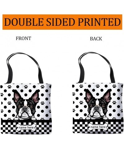 Personalzied Name Polka Dot Mastiff Dog Canvas Tote Bag Dog Paw Prints Handbag Dog Lovers Gift Mastiff-2 $10.99 Totes