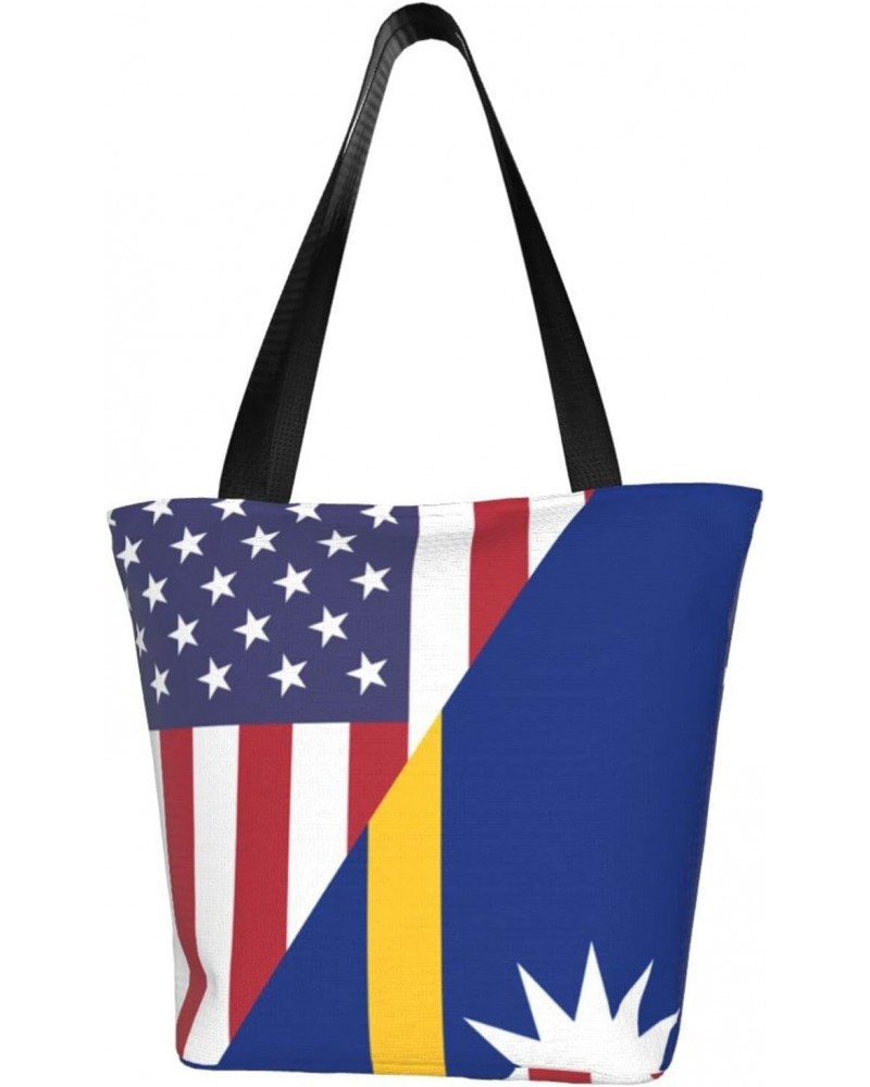 America Nauru Friendship Flag Women'S Casual One Shoulder Carry Shopping Bag Large Capacity Working Storage Handbag $17.58 Sh...