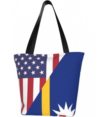 America Nauru Friendship Flag Women'S Casual One Shoulder Carry Shopping Bag Large Capacity Working Storage Handbag $17.58 Sh...