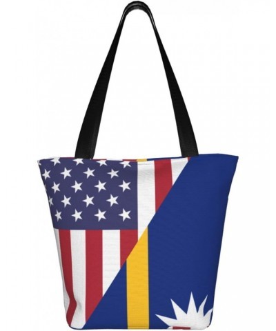 America Nauru Friendship Flag Women'S Casual One Shoulder Carry Shopping Bag Large Capacity Working Storage Handbag $17.58 Sh...