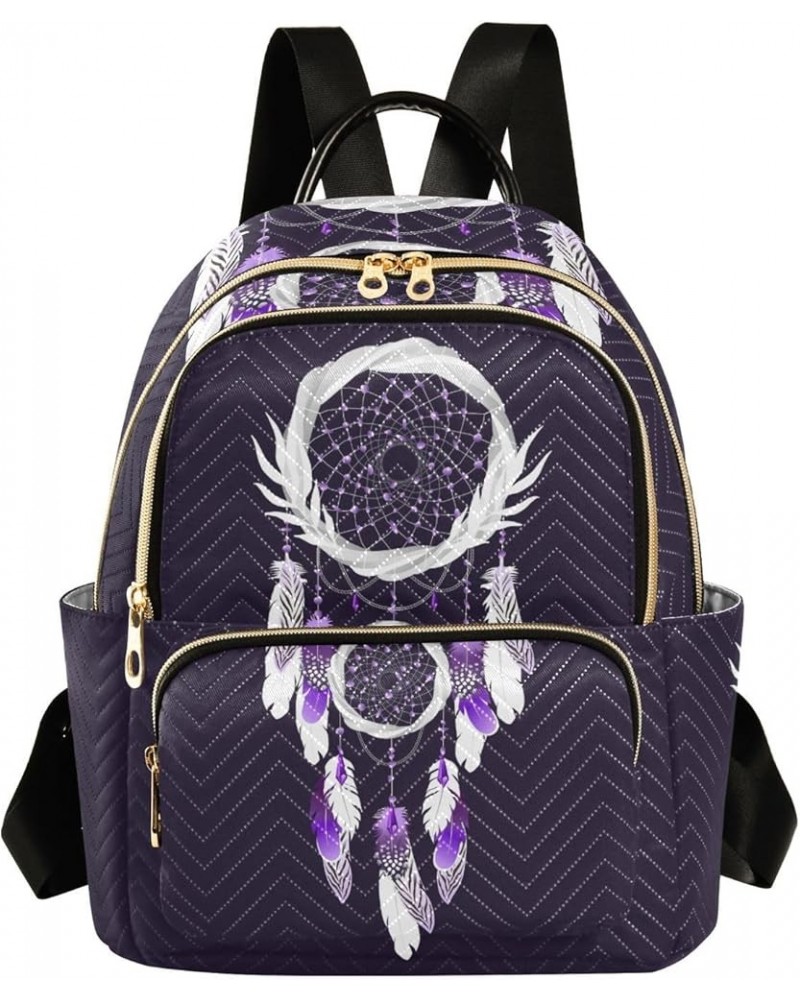 Small Backpack for Women Travel Bag Magic Violet Dreamcatcher Boho Daypack Purse Fashion Shoulder Bag Rucksack Medium B932 $1...