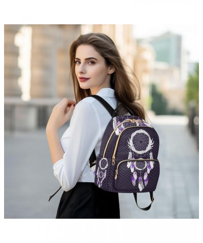 Small Backpack for Women Travel Bag Magic Violet Dreamcatcher Boho Daypack Purse Fashion Shoulder Bag Rucksack Medium B932 $1...