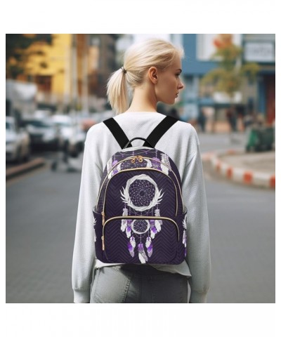 Small Backpack for Women Travel Bag Magic Violet Dreamcatcher Boho Daypack Purse Fashion Shoulder Bag Rucksack Medium B932 $1...