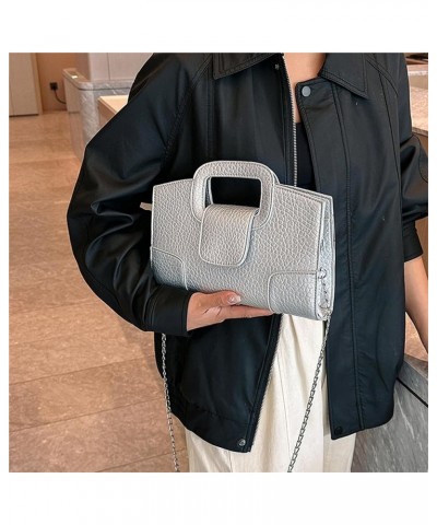 Women Top Handle Satchel Faux Leather Shoulder Bag Flap Tote Handbag Light Silver $22.89 Totes