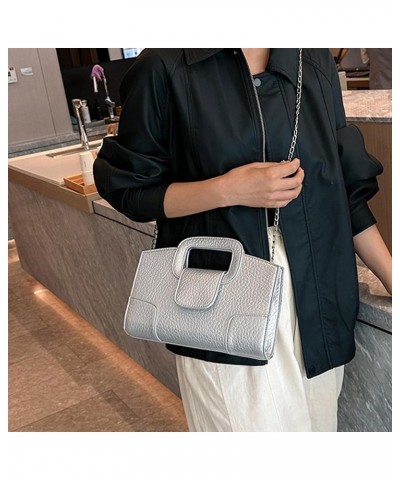 Women Top Handle Satchel Faux Leather Shoulder Bag Flap Tote Handbag Light Silver $22.89 Totes