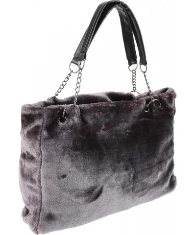 Chic Tote Bag Plush Tote Bag Chain Bag Fuzzy Handbag Large Capacity Single Shoulder Bag for Shopping Ourdoor Grey $14.22 Totes