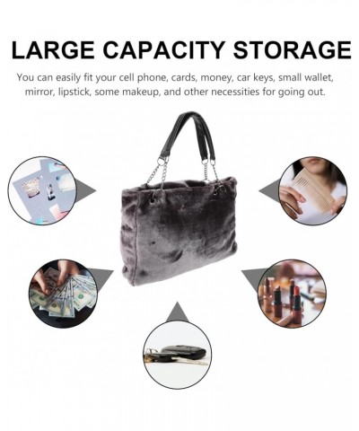 Chic Tote Bag Plush Tote Bag Chain Bag Fuzzy Handbag Large Capacity Single Shoulder Bag for Shopping Ourdoor Grey $14.22 Totes