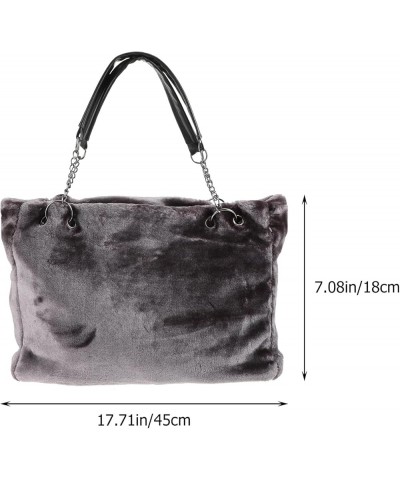 Chic Tote Bag Plush Tote Bag Chain Bag Fuzzy Handbag Large Capacity Single Shoulder Bag for Shopping Ourdoor Grey $14.22 Totes