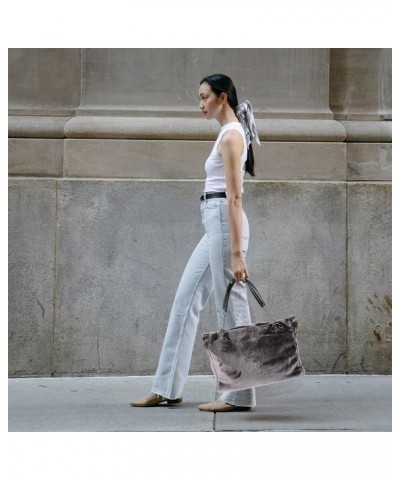 Chic Tote Bag Plush Tote Bag Chain Bag Fuzzy Handbag Large Capacity Single Shoulder Bag for Shopping Ourdoor Grey $14.22 Totes