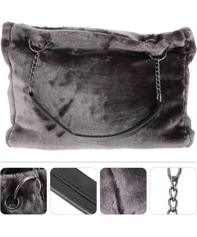 Chic Tote Bag Plush Tote Bag Chain Bag Fuzzy Handbag Large Capacity Single Shoulder Bag for Shopping Ourdoor Grey $14.22 Totes