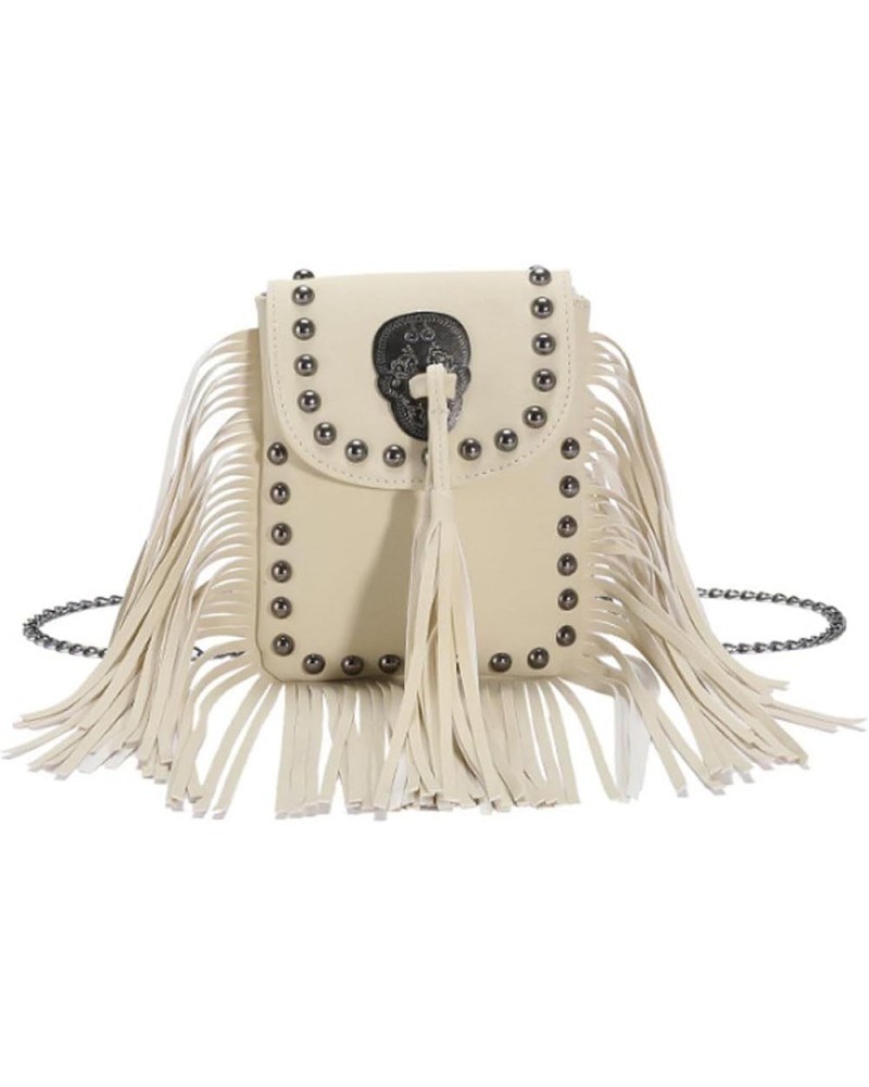 Tassel Purse for Women,Small Crossbody Bag for Ladies,Shoulder Bag with Tassel,Vintage PU Leather Satchel White $25.16 Totes