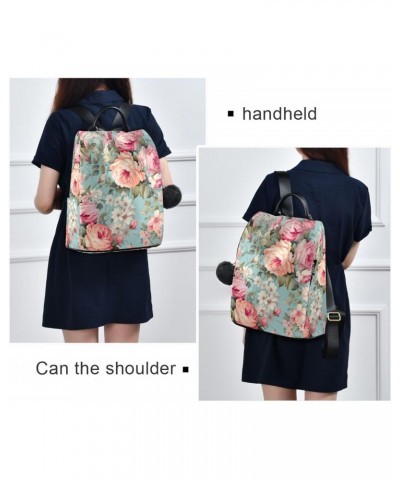 Floral Wallpaper Flower Pink Womens Backpack Purse Travel Backpack Anti Theft Shoulder Bag Satchel Bags for Work Travel Ladie...