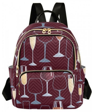 Red Wine Glass Purple Women Backpack Purse Ladies Fashion Shoulder Bag Daypack Travel Bag 10L Medium $14.35 Backpacks