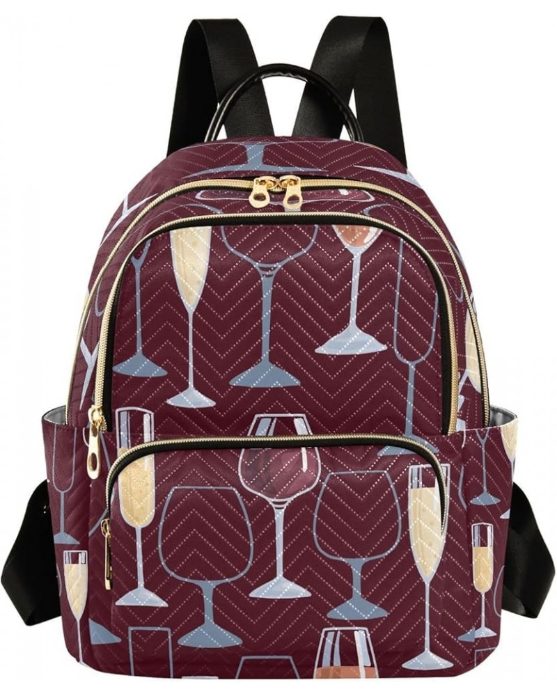 Red Wine Glass Purple Women Backpack Purse Ladies Fashion Shoulder Bag Daypack Travel Bag 10L Medium $14.35 Backpacks