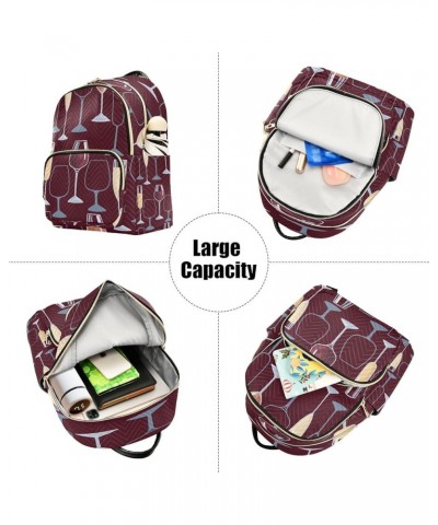 Red Wine Glass Purple Women Backpack Purse Ladies Fashion Shoulder Bag Daypack Travel Bag 10L Medium $14.35 Backpacks