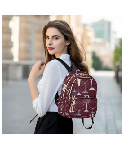 Red Wine Glass Purple Women Backpack Purse Ladies Fashion Shoulder Bag Daypack Travel Bag 10L Medium $14.35 Backpacks