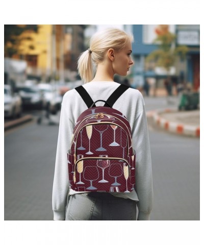 Red Wine Glass Purple Women Backpack Purse Ladies Fashion Shoulder Bag Daypack Travel Bag 10L Medium $14.35 Backpacks