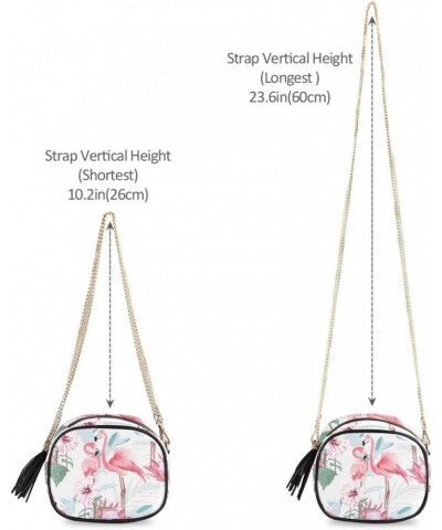 Women's Pink Flamingo White Floral Crossbody Bag Fashion Purses Bag Cross Body Bag Shoulder Handbag with Adjustable Chain Str...