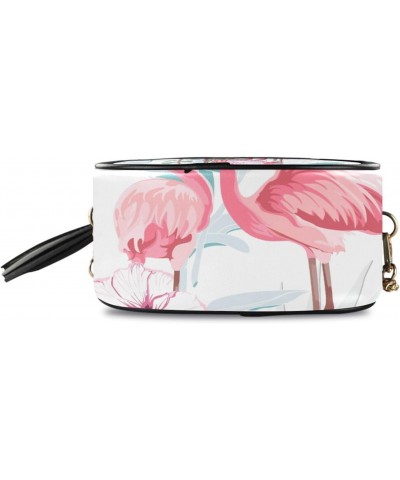 Women's Pink Flamingo White Floral Crossbody Bag Fashion Purses Bag Cross Body Bag Shoulder Handbag with Adjustable Chain Str...