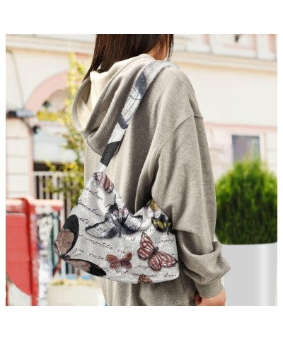 Women Boho Handbag Butterfly Letter Vintage Underarm Bag Tote Bag Shoulder Bag Crossbody Bag Fluffy Cell Phone Purse Patriot ...