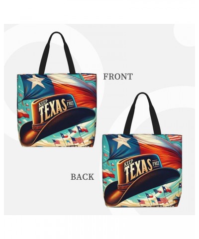 Women'S Soft Tote Shoulder Bag Texas-Flag-Cowboy-Hat Foldable Travel Purse With Zipper Closure $15.36 Totes