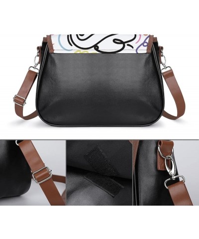 Printed Crossbody Bag Shoulder Bag PU Leather Women's Designer Satchels Red Black Plaid Skull Color7 $25.99 Satchels