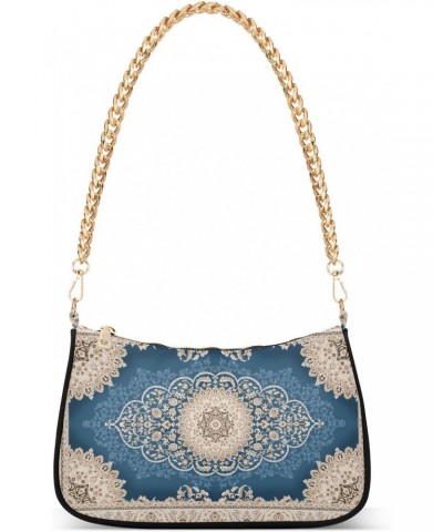 Shoulder Bag Persian Carpet Ethnic Beige Blue Women Clutch Handbag Shoulder Purch Boho Bag Date Chain Bag Tote Bag Spring Hol...