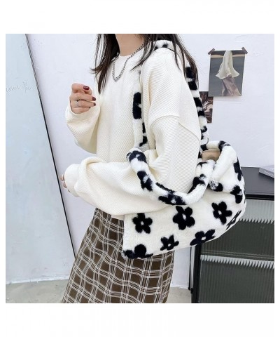 Ladies Underarm Plush Bag, Women's Flower Plush Underarm Shoulder Bag, Fluffy Bag Tote for dating shopping/215 A02 $24.98 Totes