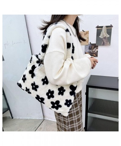 Ladies Underarm Plush Bag, Women's Flower Plush Underarm Shoulder Bag, Fluffy Bag Tote for dating shopping/215 A02 $24.98 Totes