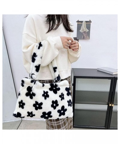 Ladies Underarm Plush Bag, Women's Flower Plush Underarm Shoulder Bag, Fluffy Bag Tote for dating shopping/215 A02 $24.98 Totes