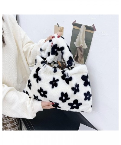 Ladies Underarm Plush Bag, Women's Flower Plush Underarm Shoulder Bag, Fluffy Bag Tote for dating shopping/215 A02 $24.98 Totes