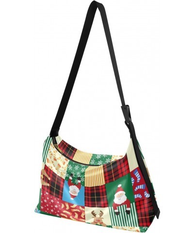 Christmas Women Boho Bag Cute Plaid Santa Snowman Reindeer Shoulder Bag PU Leather Pouch Crossbody Bag Large Tote Handbag For...