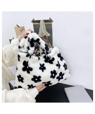 Ladies Underarm Plush Bag, Women's Flower Plush Underarm Shoulder Bag, Fluffy Bag Tote for dating shopping/215 A02 $24.98 Totes