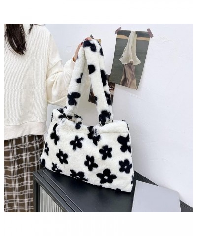 Ladies Underarm Plush Bag, Women's Flower Plush Underarm Shoulder Bag, Fluffy Bag Tote for dating shopping/215 A02 $24.98 Totes