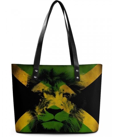 Rastafari Reggae Jamaica Fla Women Tote Bags Top Handle Satchel Handbags Faux Leather Tassel Shoulder Purse $18.62 Totes