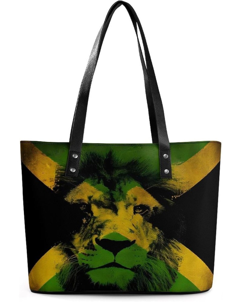 Rastafari Reggae Jamaica Fla Women Tote Bags Top Handle Satchel Handbags Faux Leather Tassel Shoulder Purse $18.62 Totes