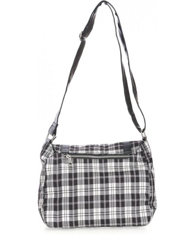 Punk Plaid Print Tartan Messenger Shoulder Bag Crossbody Handbag Women's Purse Black/White $24.75 Shoulder Bags