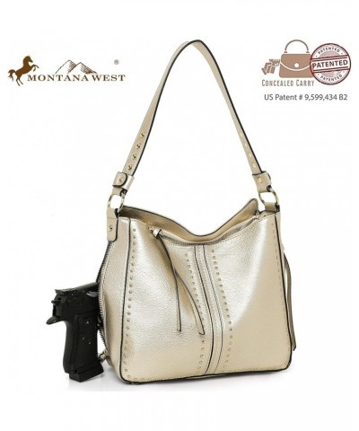 Tote Handbags for Women Concealed Carry Purses Vegan Leather Hobo Shoulder Bag 3pcs Purse Set Gold $18.87 Totes