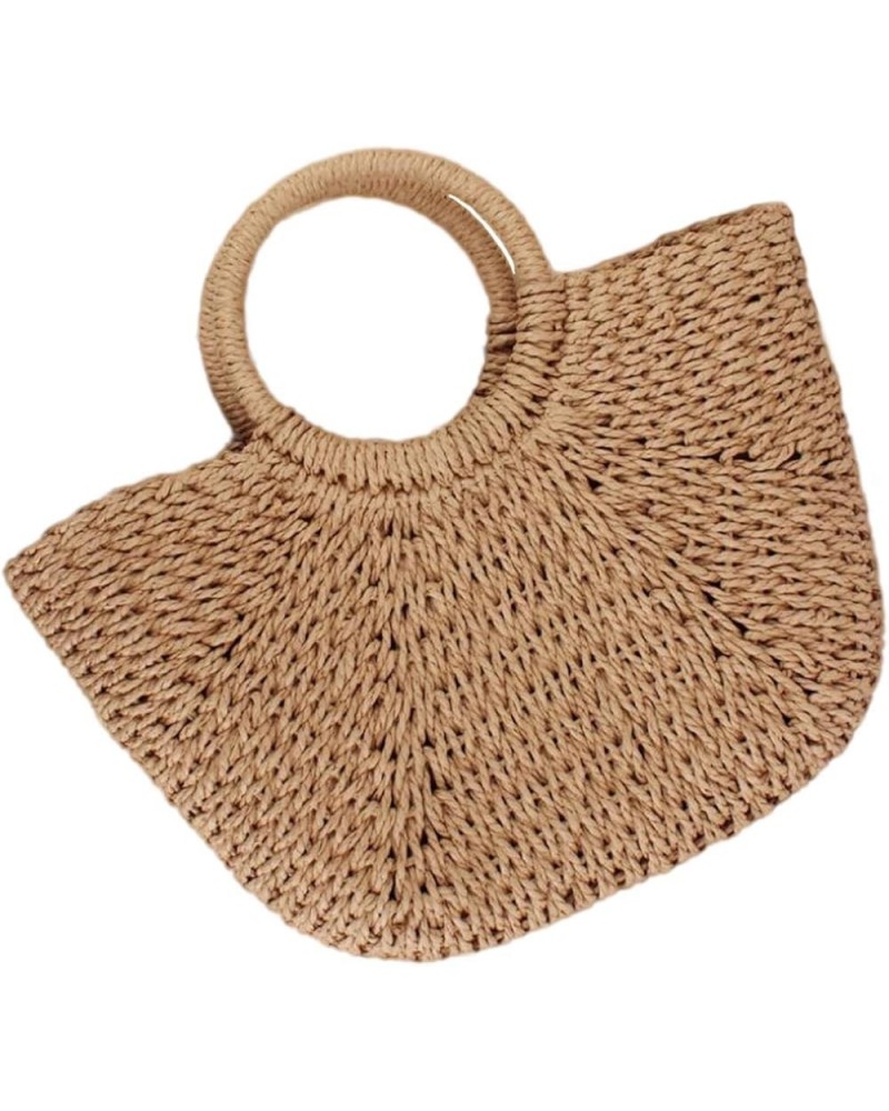 Fashion Womens Summer Hand-woven Straw Bags Casual Solid Color Handbags Vacation Beach Tote Bags Large Brown $20.90 Totes