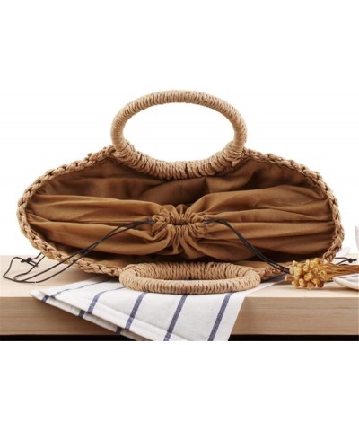 Fashion Womens Summer Hand-woven Straw Bags Casual Solid Color Handbags Vacation Beach Tote Bags Large Brown $20.90 Totes