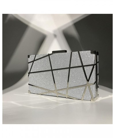 Women Fashion Solid Figure Glitter Purse Geometric Figure Pattern Clutch for Evening Cocktail Party Silver $18.54 Evening Bags