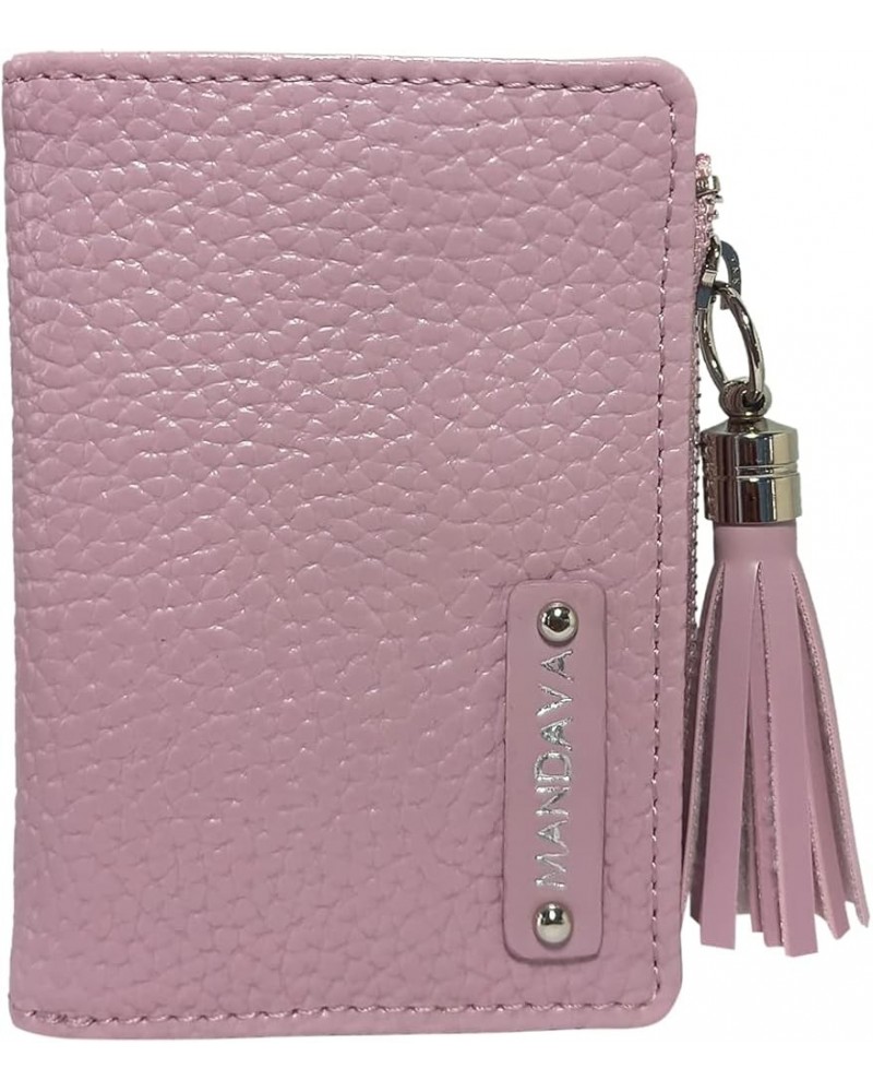 Women's Small Bifold PU Leather Wallet with Tussle | Ladies Slim Compact Card Holder Organizer Coin Purse (White) Mauve $9.40...