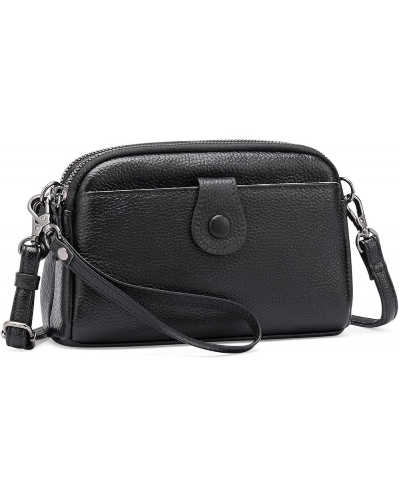 Crossbody Bags for Women Small Genuine Leather Shoulder Purse Cross Body Bag with Wristlet Top Zipper Black $11.96 Crossbody ...