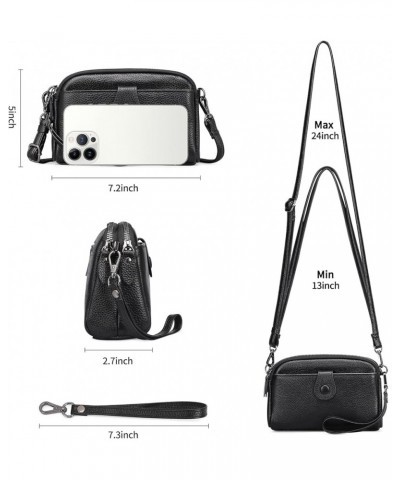 Crossbody Bags for Women Small Genuine Leather Shoulder Purse Cross Body Bag with Wristlet Top Zipper Black $11.96 Crossbody ...