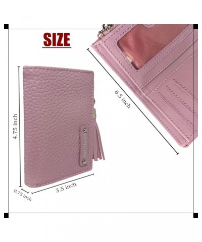 Women's Small Bifold PU Leather Wallet with Tussle | Ladies Slim Compact Card Holder Organizer Coin Purse (White) Mauve $9.40...