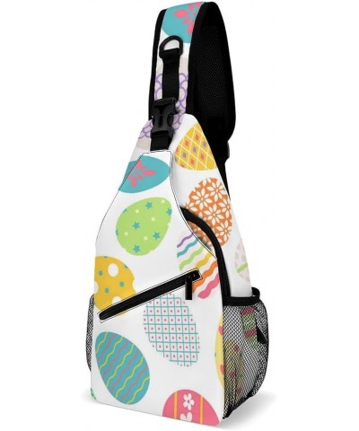 Cute Sling Shoulder Backpack, Rucksack, for Happy Easter Banner Poster Greeting Card Crossbody Rope Rucksack, Tote Bags, Gym ...