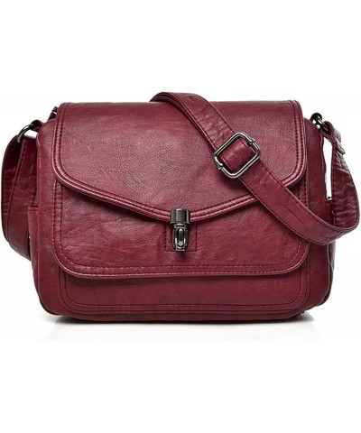 Shoulder Messenger Bags For Women Purses And Handbags Soft Leather Crossbody Bags Casual Small Tote Bag Red $20.16 Totes