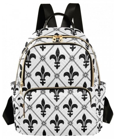 Mardi Gras Women Backpack Fleur De Lis Antique Black Travel Bag Compact Daily Bag Medium $12.39 Backpacks