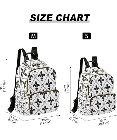 Mardi Gras Women Backpack Fleur De Lis Antique Black Travel Bag Compact Daily Bag Medium $12.39 Backpacks